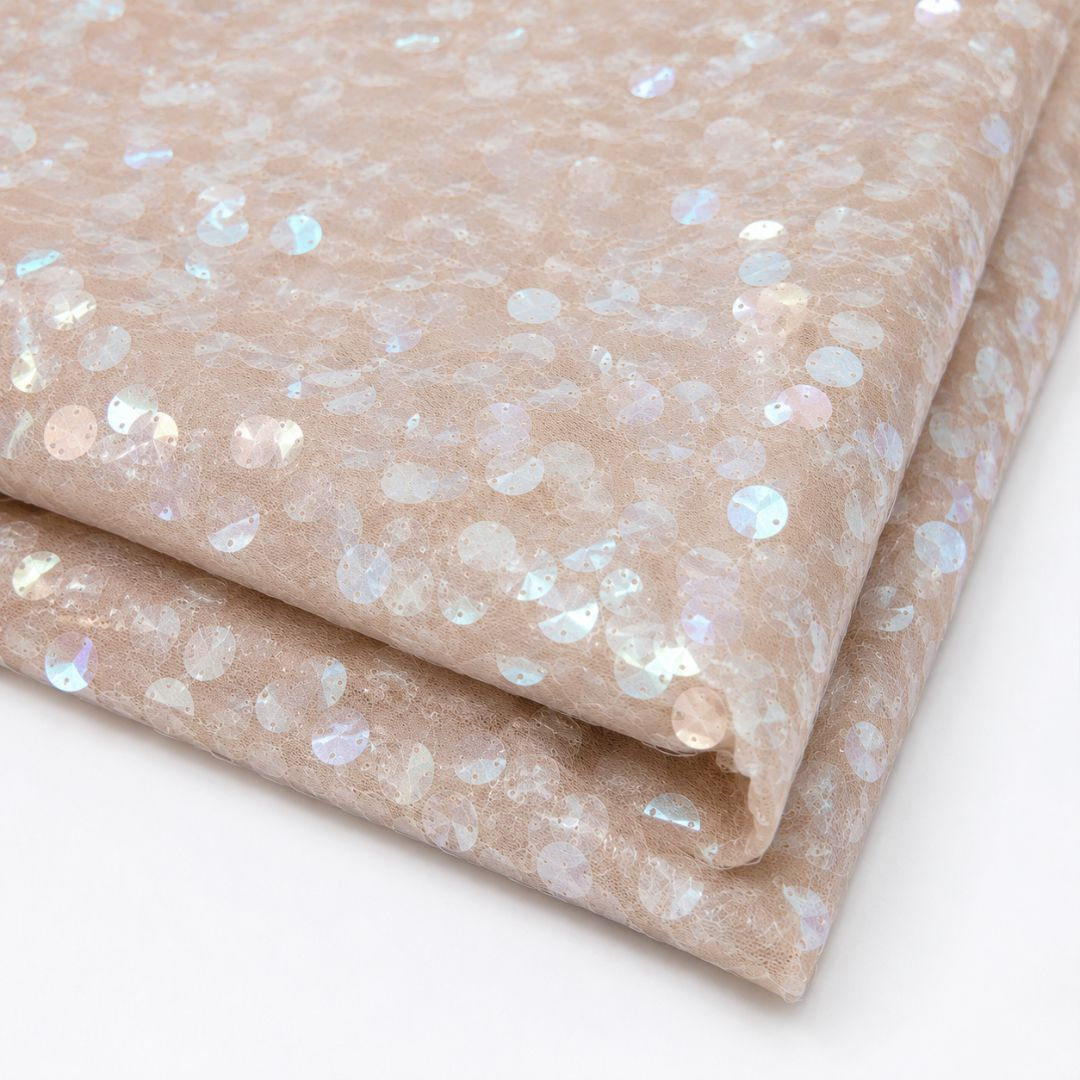 Sequence Champagne Mesh Fabric